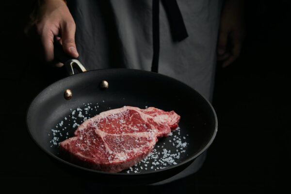 Steak searing in pan